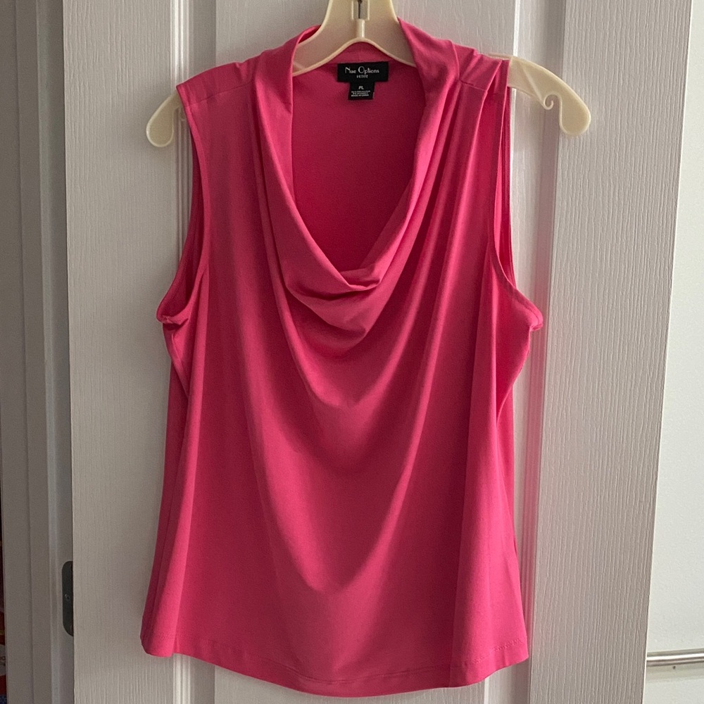 Nue Options Pink Drape Neck Sleeveless Top